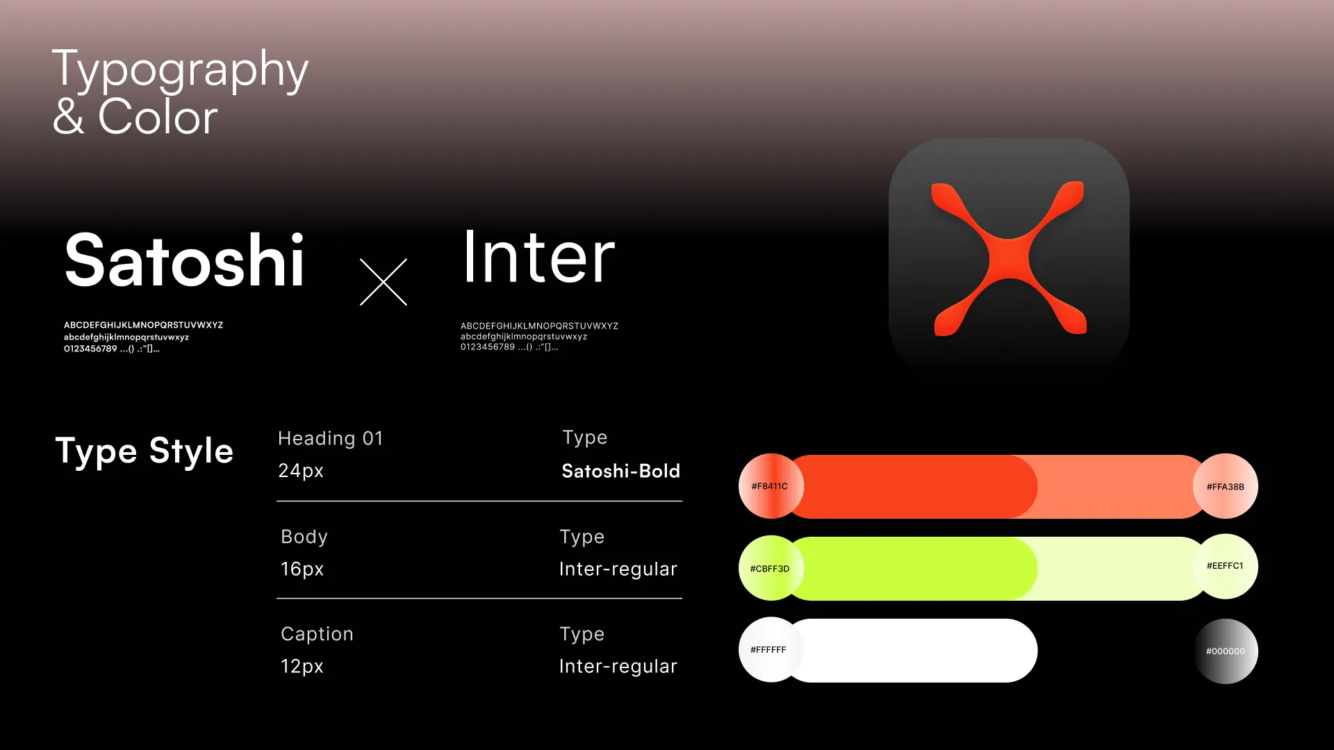 XENO typography and color system