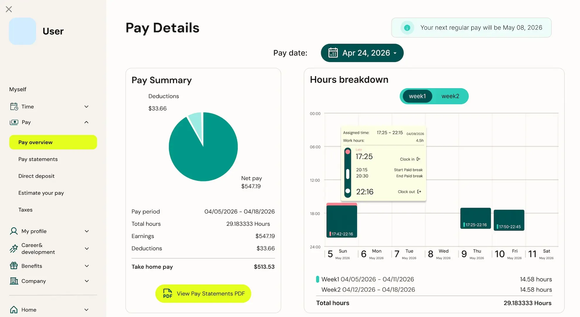 Redesigned UKG payroll interface with improved transparency