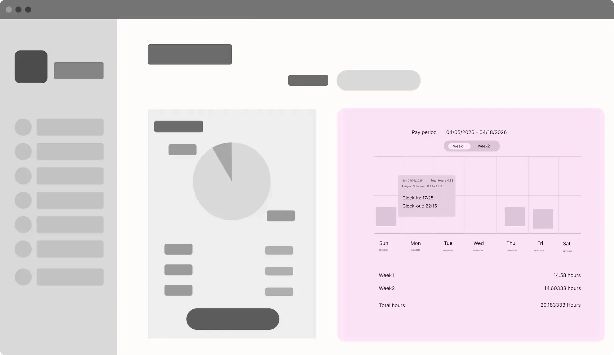 Mid-fidelity wireframe showing proposed design for payroll transparency feature
